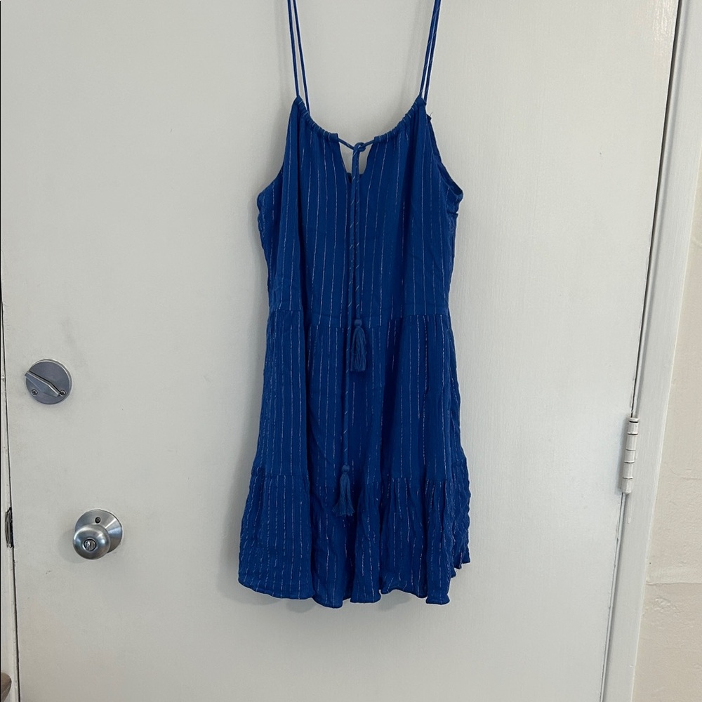 Aqua Deep Blue Strappy Mini Dress